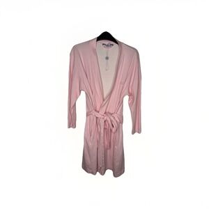 Hill House Robe Womens XS Pink & Gingham Organic Cotton Belted Monogram‎ "Dani"